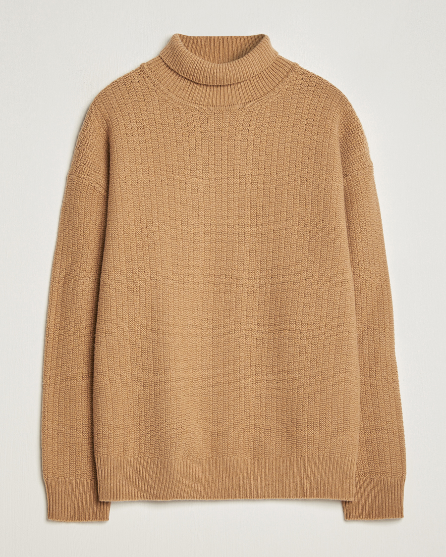Hombres | Jerséis y prendas de punto | Filippa K | Wool Structured Polo Camel