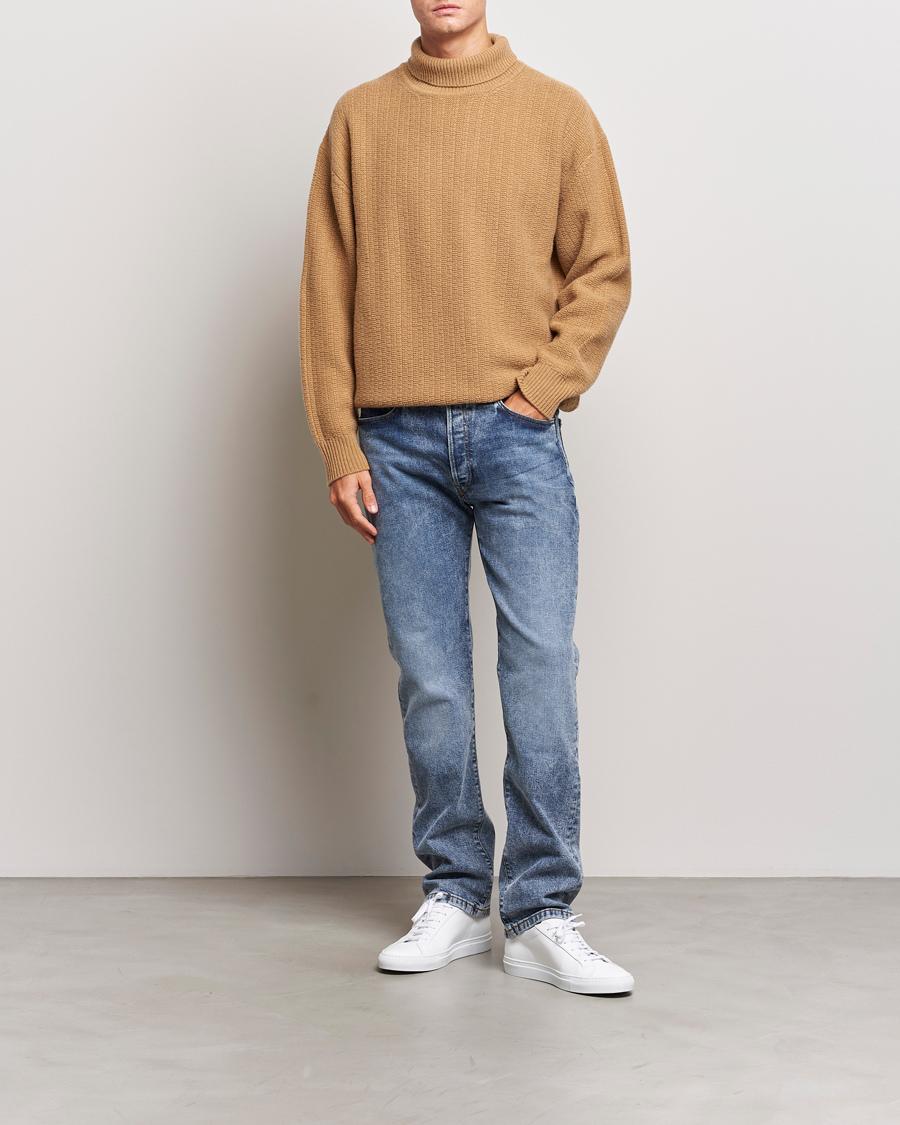 Hombres | Jerséis y prendas de punto | Filippa K | Wool Structured Polo Camel