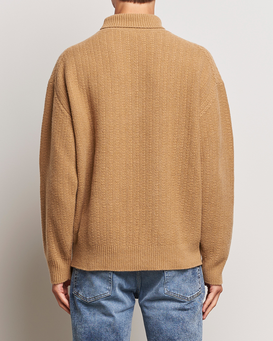 Hombres | Jerséis y prendas de punto | Filippa K | Wool Structured Polo Camel