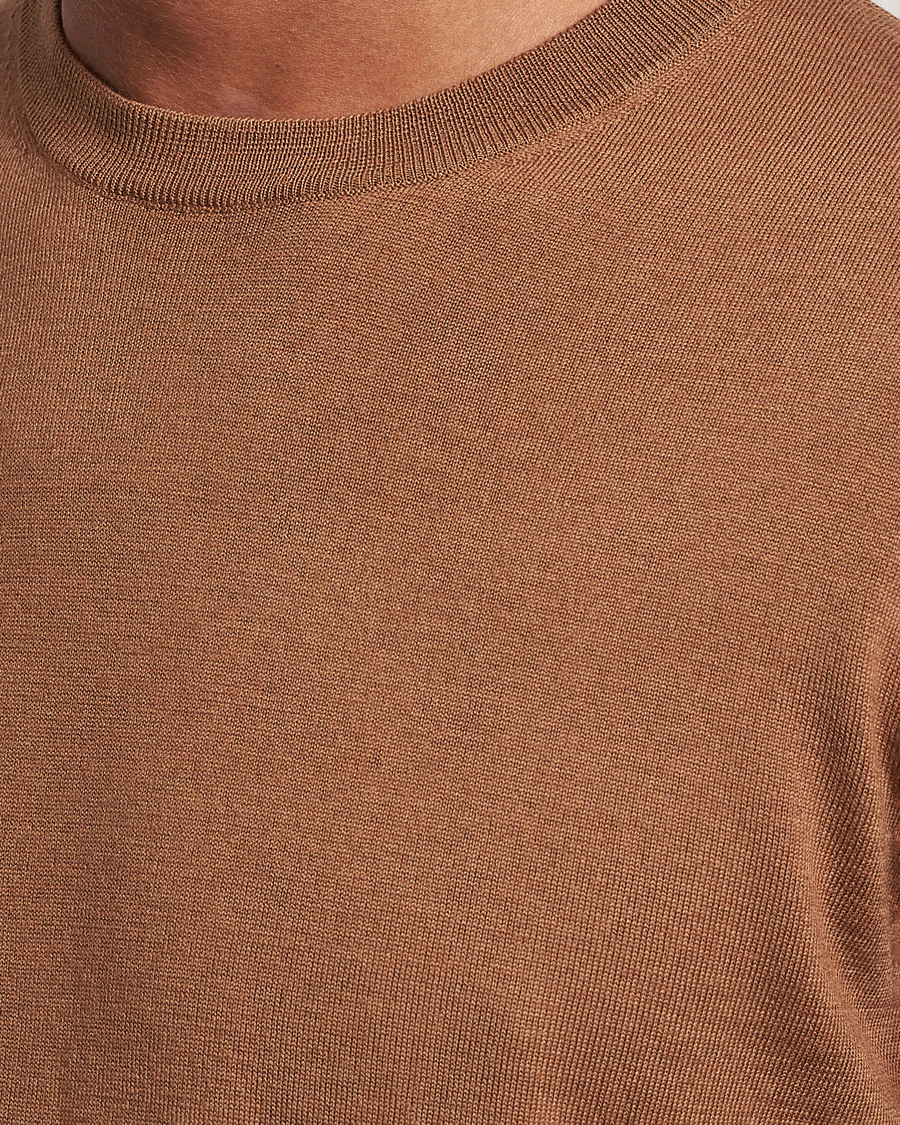 Hombres | Jerséis y prendas de punto | Filippa K | Merino Round Neck Sweater Camel