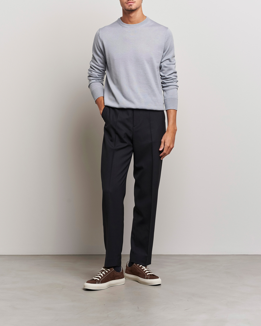Hombres | Jerséis y prendas de punto | Filippa K | Merino Round Neck Sweater Fog Blue