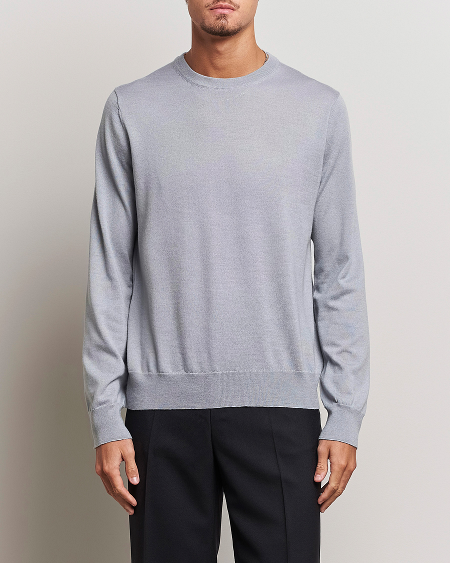 Hombres | Jerséis y prendas de punto | Filippa K | Merino Round Neck Sweater Fog Blue