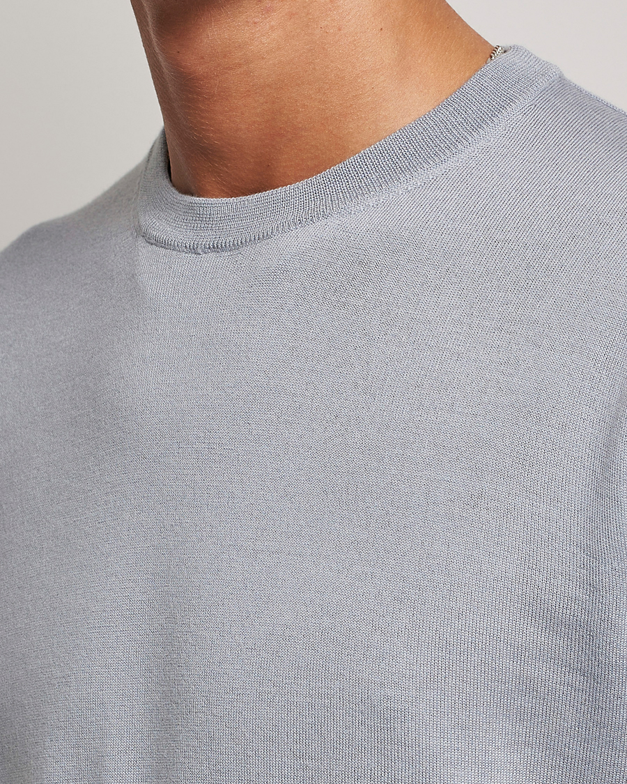 Hombres | Jerséis y prendas de punto | Filippa K | Merino Round Neck Sweater Fog Blue