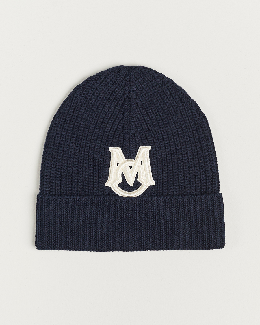 Hombres | Moncler Logo Embossed Beanie Navy | Moncler | Logo Embossed Beanie Navy