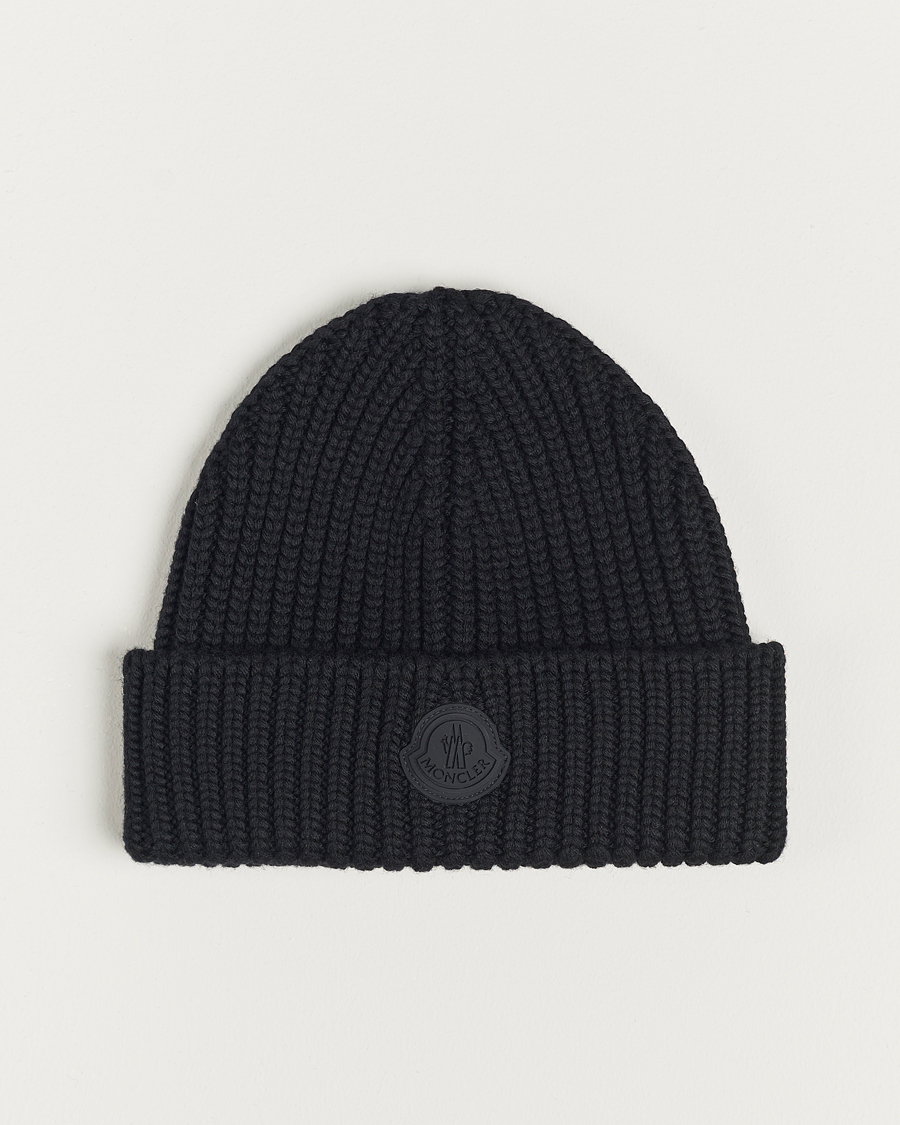 Hombres | Moncler Tonal Logo Beanie Black | Moncler | Tonal Logo Beanie Black