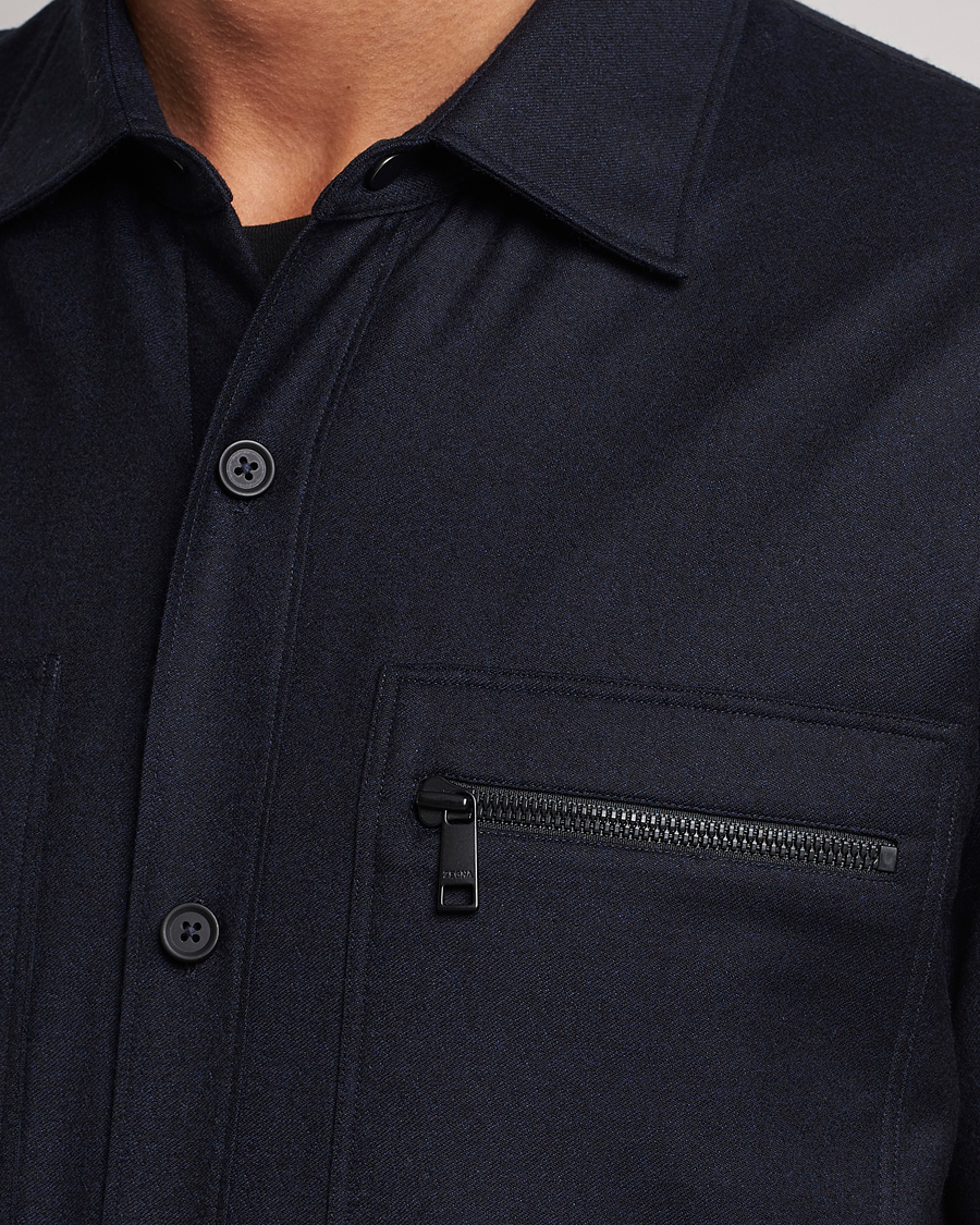 Hombres | Abrigos y chaquetas | Zegna | Techmerino Flannel Shirt Jacket Navy