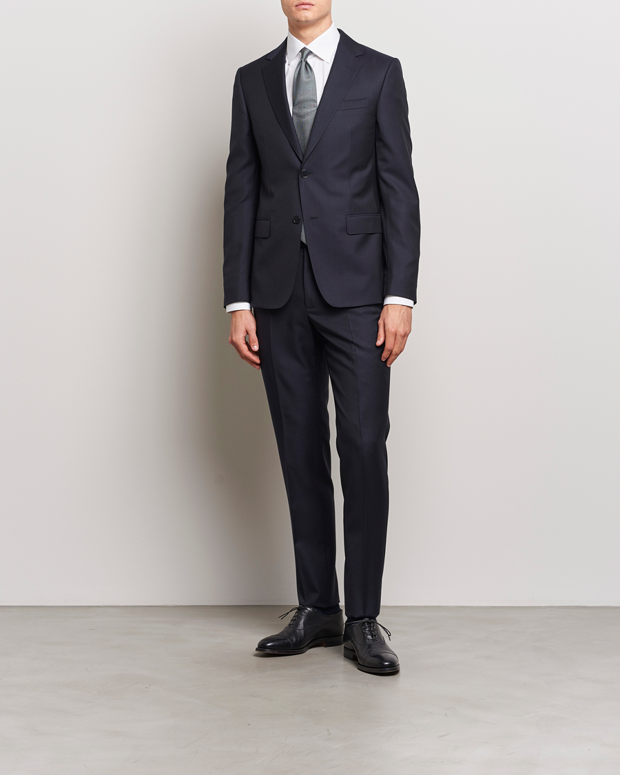 Hombres | Trajes | Zegna | Tailored Tonal Stripe Wool Suit Navy
