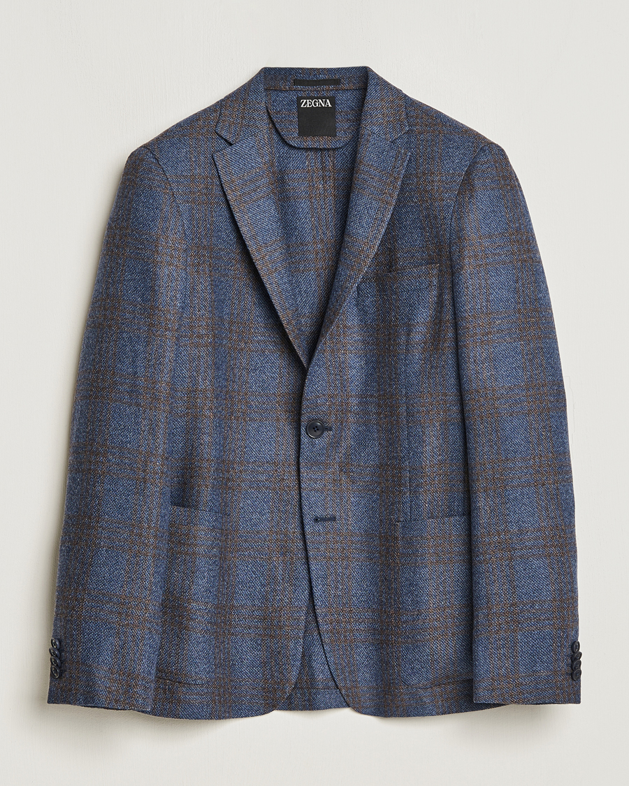 Hombres | Blazers | Zegna | Unconstructed Check Wool Blazer Navy