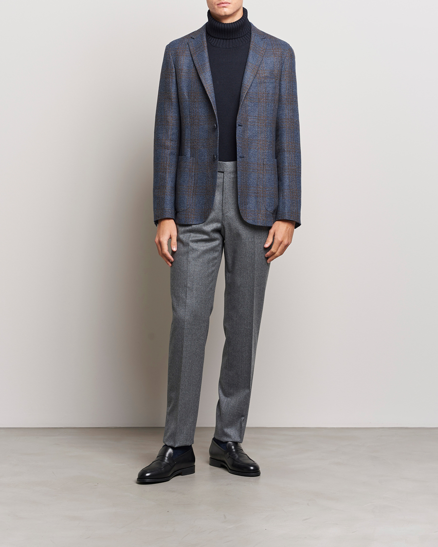 Hombres | Blazers | Zegna | Unconstructed Check Wool Blazer Navy
