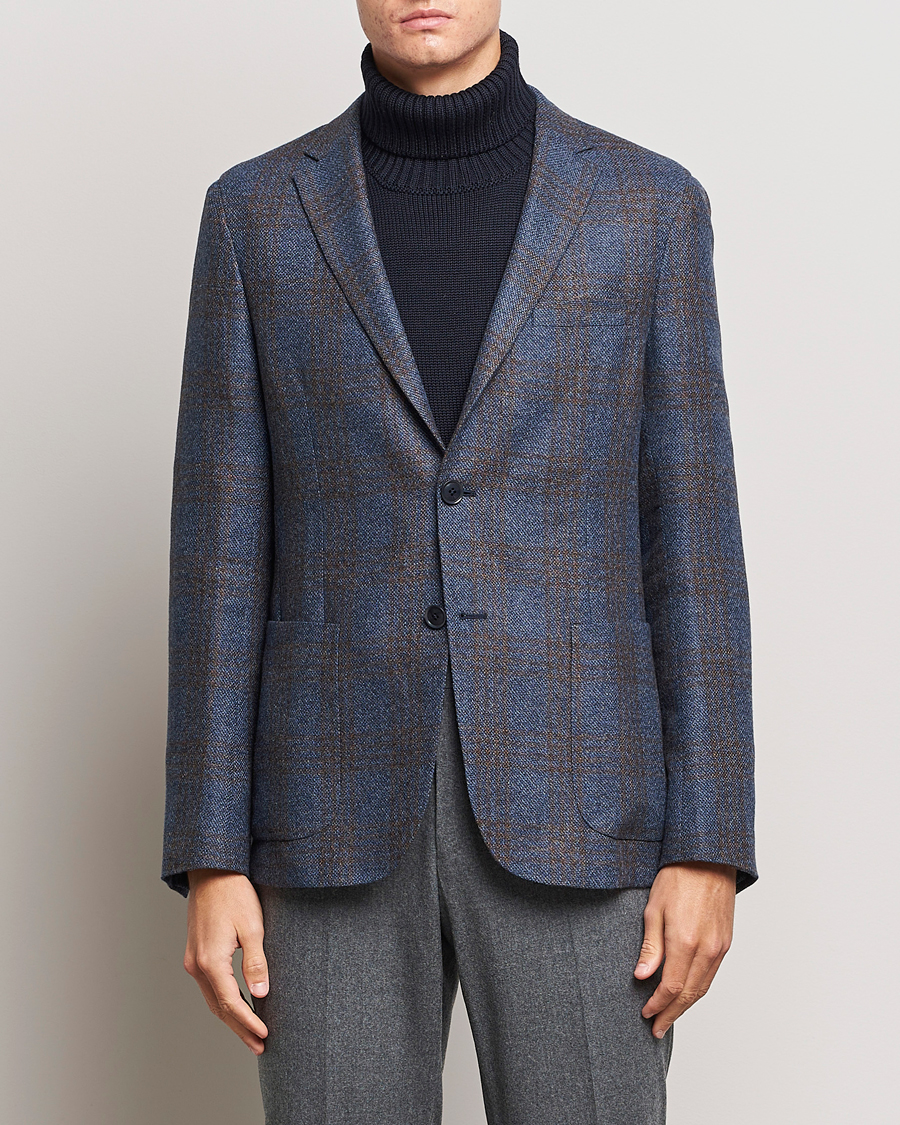 Hombres | Blazers | Zegna | Unconstructed Check Wool Blazer Navy