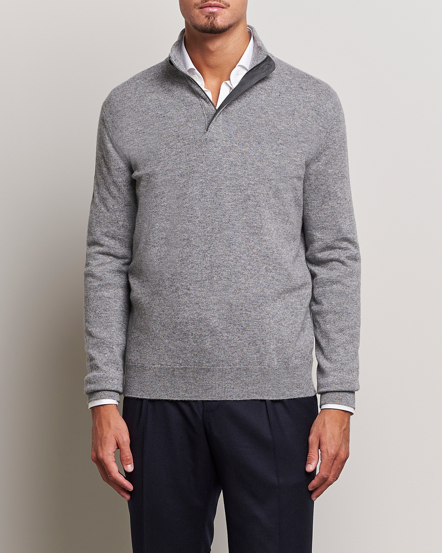 Hombres | Jerséis y prendas de punto | Zegna | Oasi Cashmere Half Zip Grey Melange