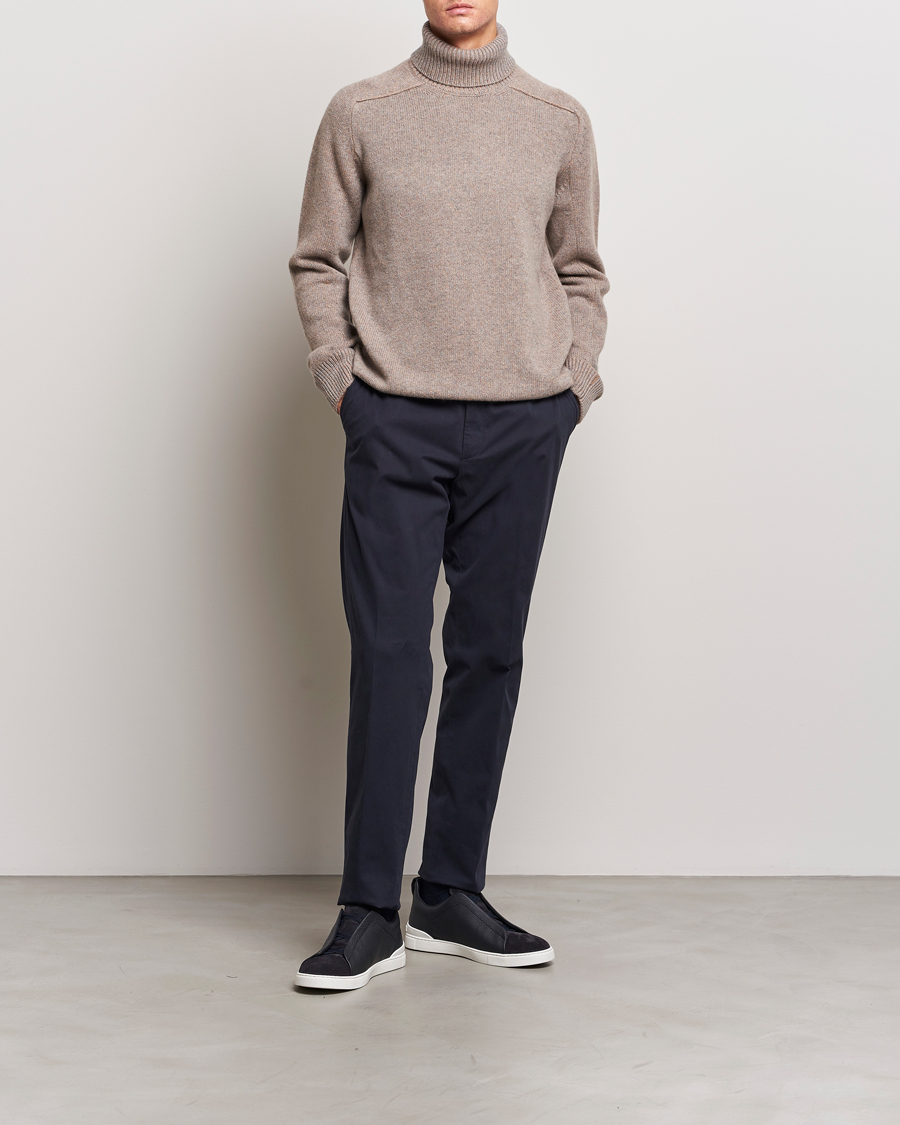 Hombres | Jerséis y prendas de punto | Zegna | 5 Gauge Cashmere Rollneck Beige Melange