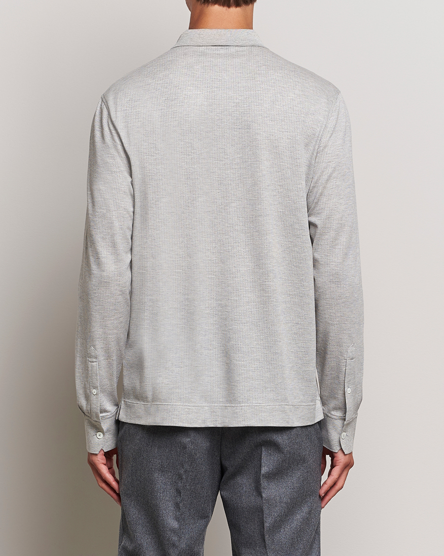 Hombres | Jerséis y prendas de punto | Zegna | Cotton/Silk Long Sleeve Polo Light Grey