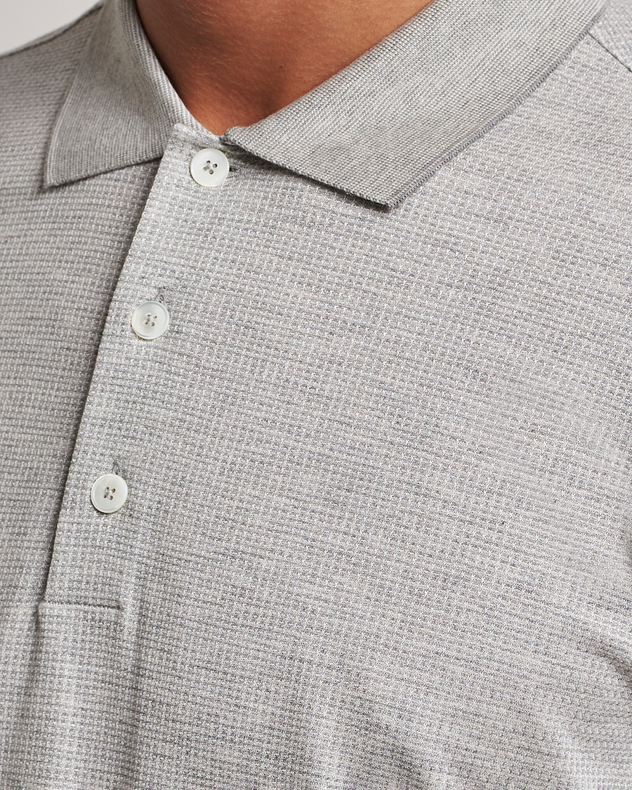 Hombres | Jerséis y prendas de punto | Zegna | Cotton/Silk Long Sleeve Polo Light Grey