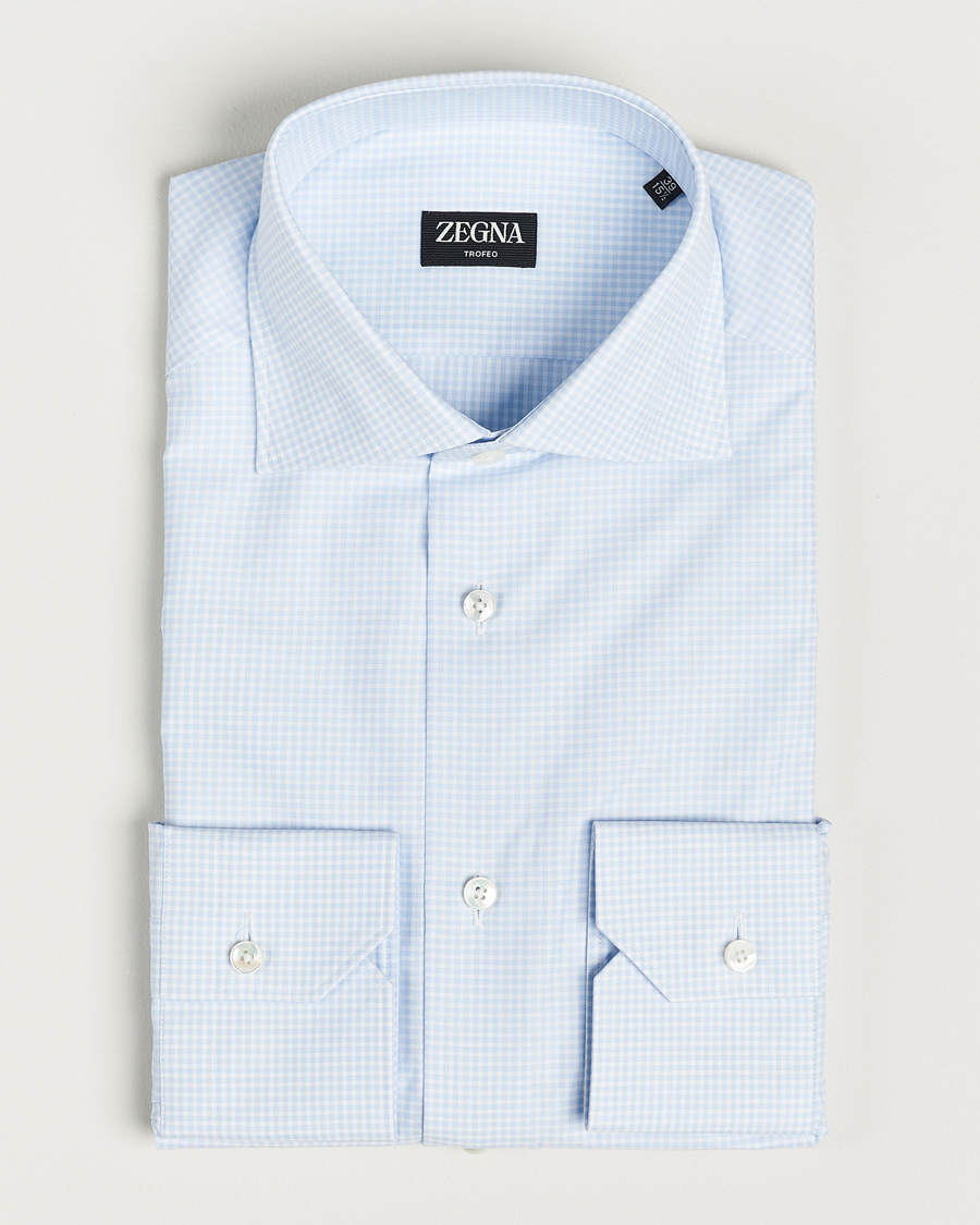 Hombres | Camisas | Zegna | Slim Fit Check Dress Shirt Light Blue