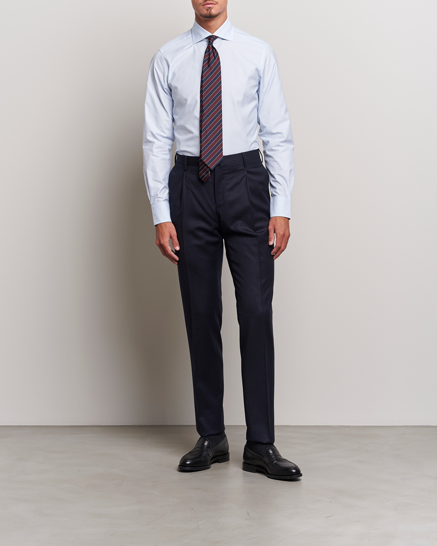 Hombres | Camisas | Zegna | Slim Fit Check Dress Shirt Light Blue