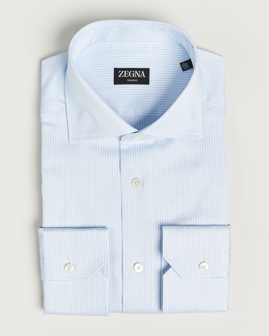 Hombres | Camisas | Zegna | Slim Fit Striped Dress Shirt Light Blue