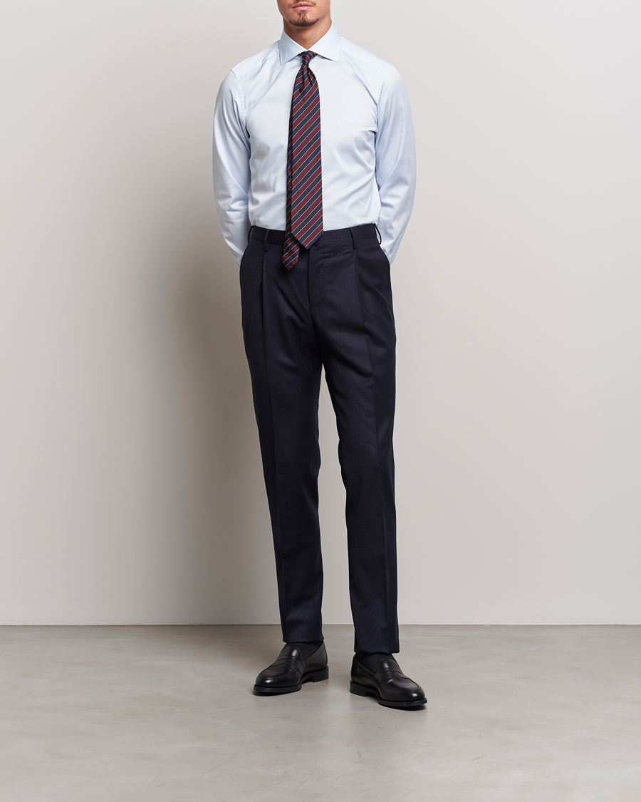 Hombres | Camisas | Zegna | Slim Fit Striped Dress Shirt Light Blue