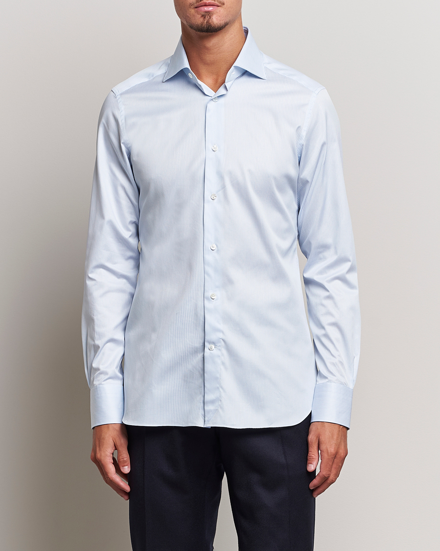 Hombres | Camisas | Zegna | Slim Fit Striped Dress Shirt Light Blue