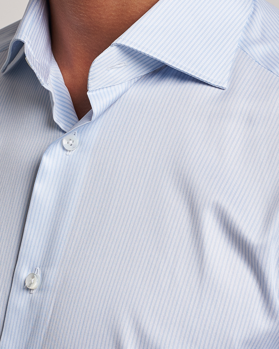 Hombres | Camisas | Zegna | Slim Fit Striped Dress Shirt Light Blue