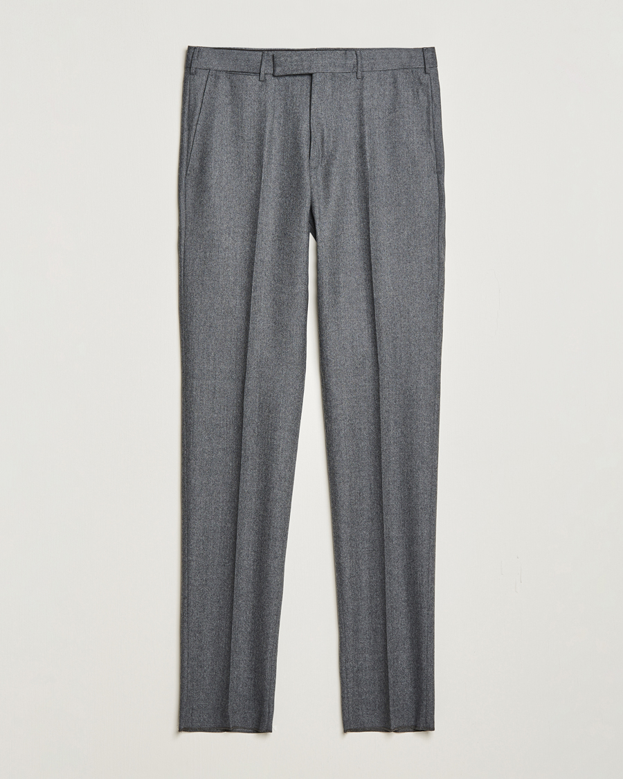 Hombres | Pantalones | Zegna | Carded Flannel Trousers Grey Melange