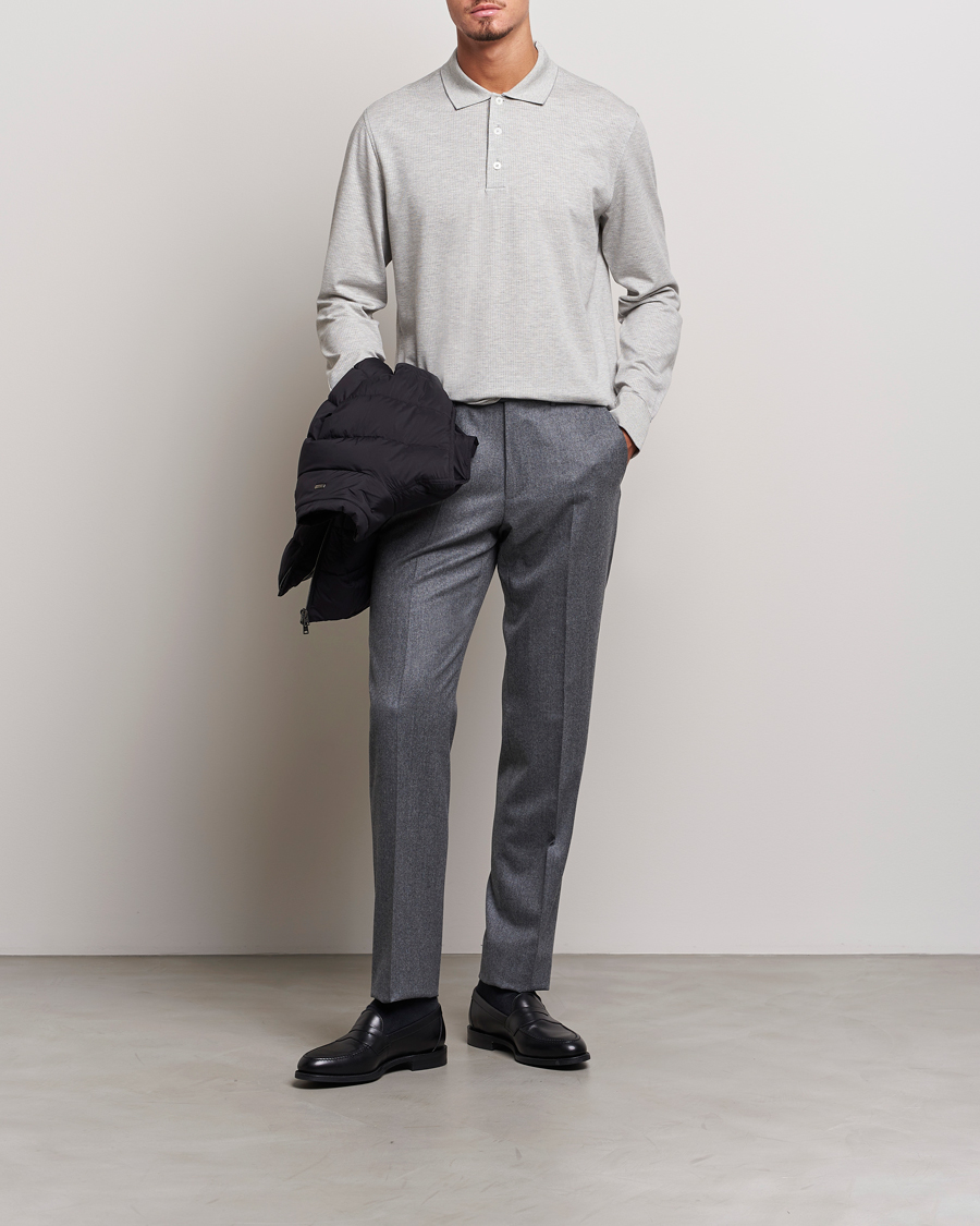 Hombres | Pantalones | Zegna | Carded Flannel Trousers Grey Melange