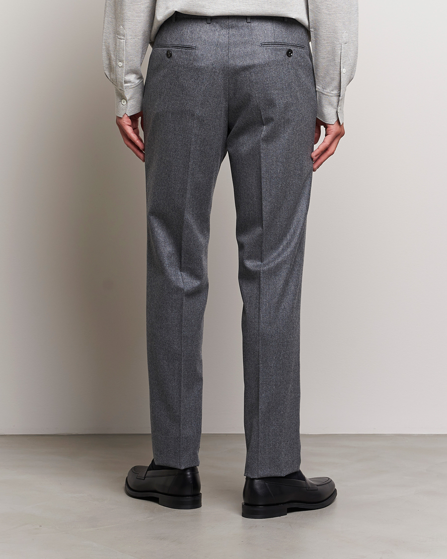 Hombres | Pantalones | Zegna | Carded Flannel Trousers Grey Melange