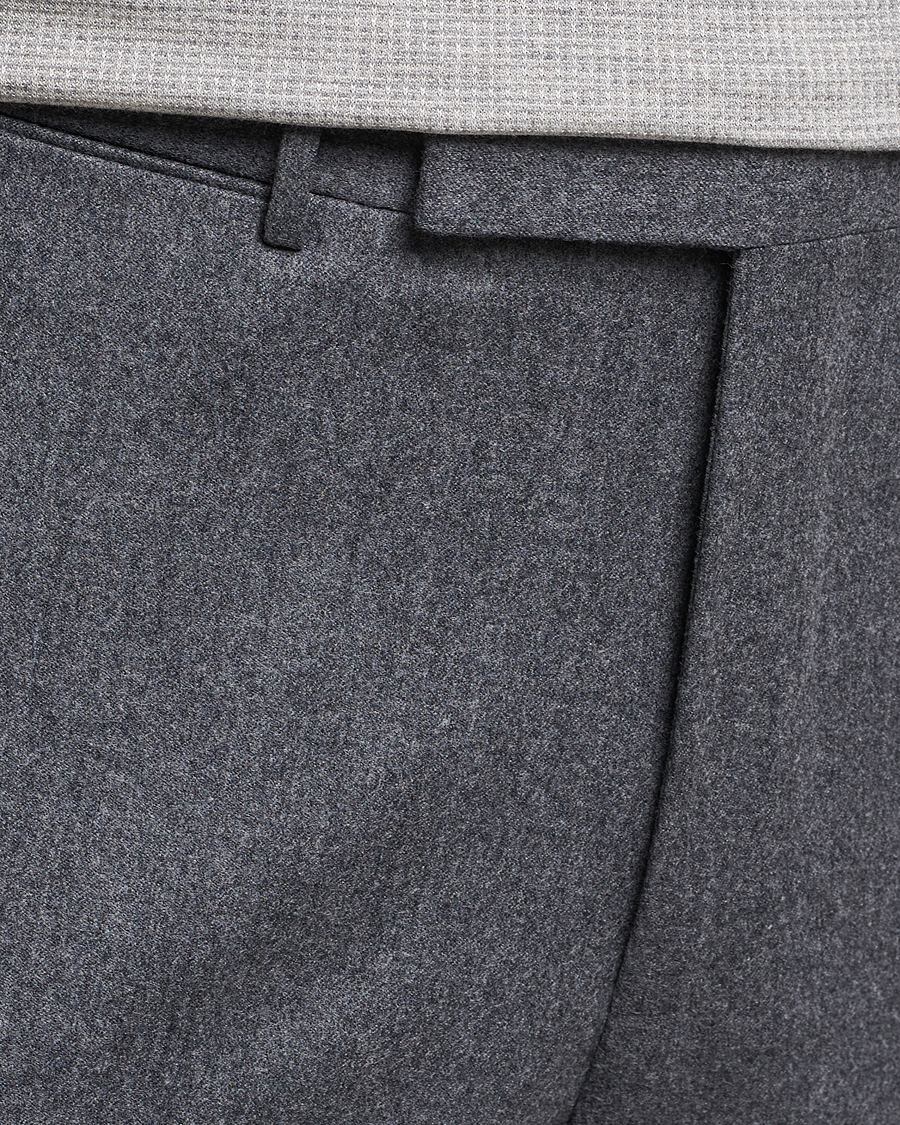 Hombres | Pantalones | Zegna | Carded Flannel Trousers Grey Melange