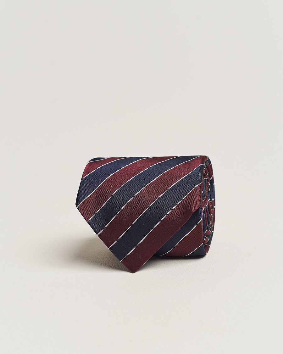 Hombres | Zegna Regimental Stripe Silk Tie Navy/Burgundy | Zegna | Regimental Stripe Silk Tie Navy/Burgundy