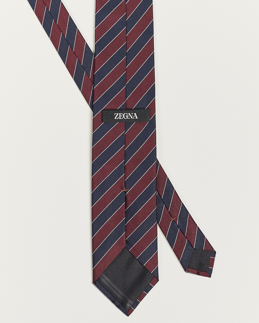 Hombres | Zegna Regimental Stripe Silk Tie Navy/Burgundy | Zegna | Regimental Stripe Silk Tie Navy/Burgundy