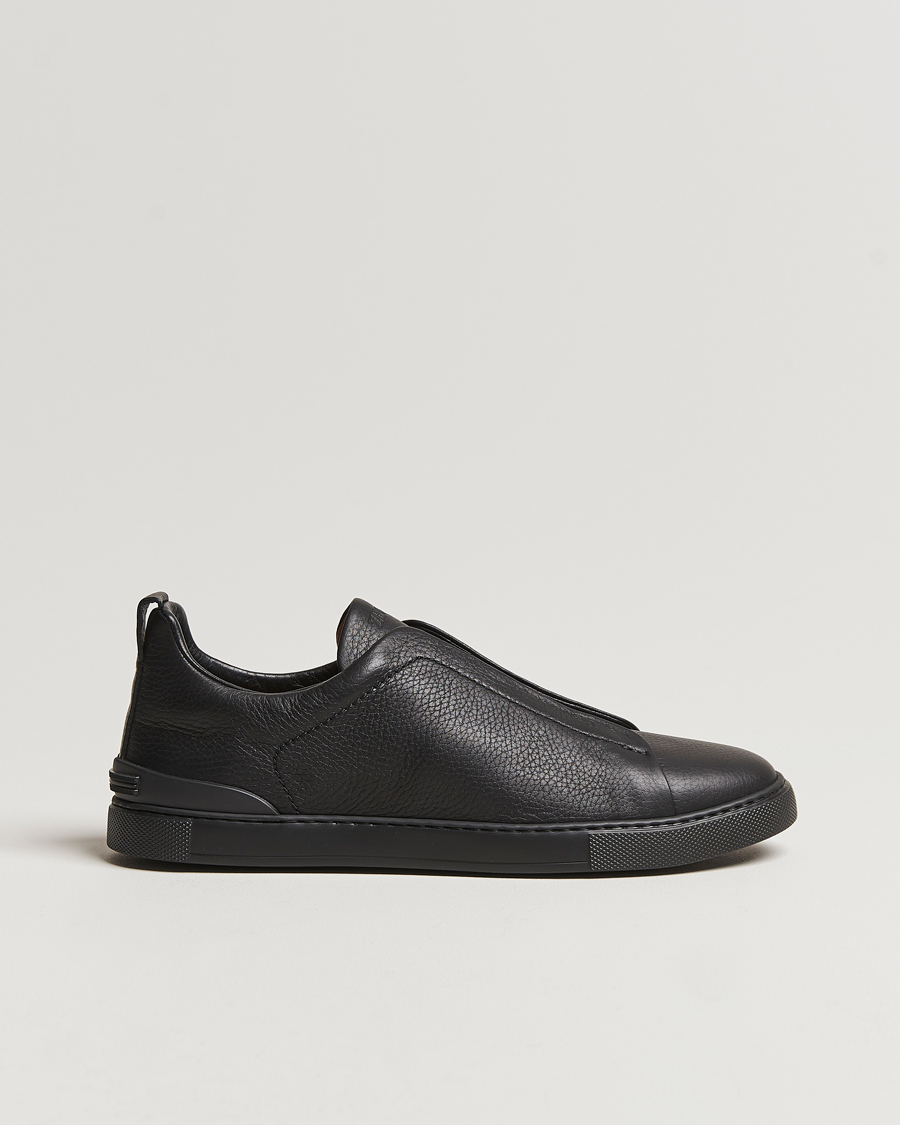 Hombres | Zegna Triple Stitch Sneakers Full Black Deerskin | Zegna | Triple Stitch Sneakers Full Black Deerskin