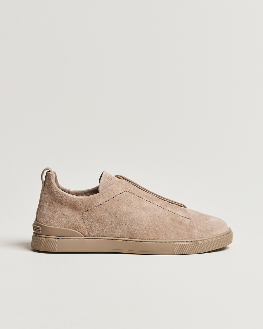 Hombres | Zegna Triple Stitch Sneakers Full Beige Suede | Zegna | Triple Stitch Sneakers Full Beige Suede