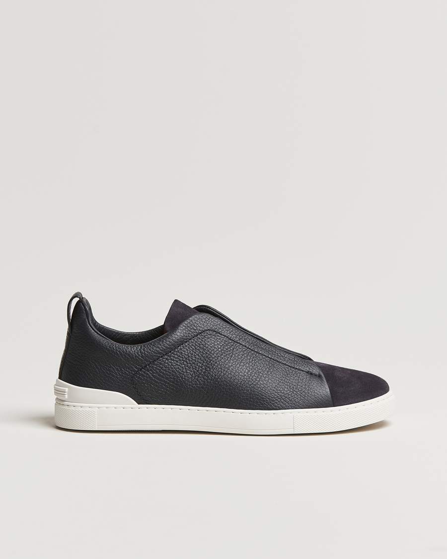 Hombres | Zegna Triple Stitch Bi-Material Sneakers Navy | Zegna | Triple Stitch Bi-Material Sneakers Navy
