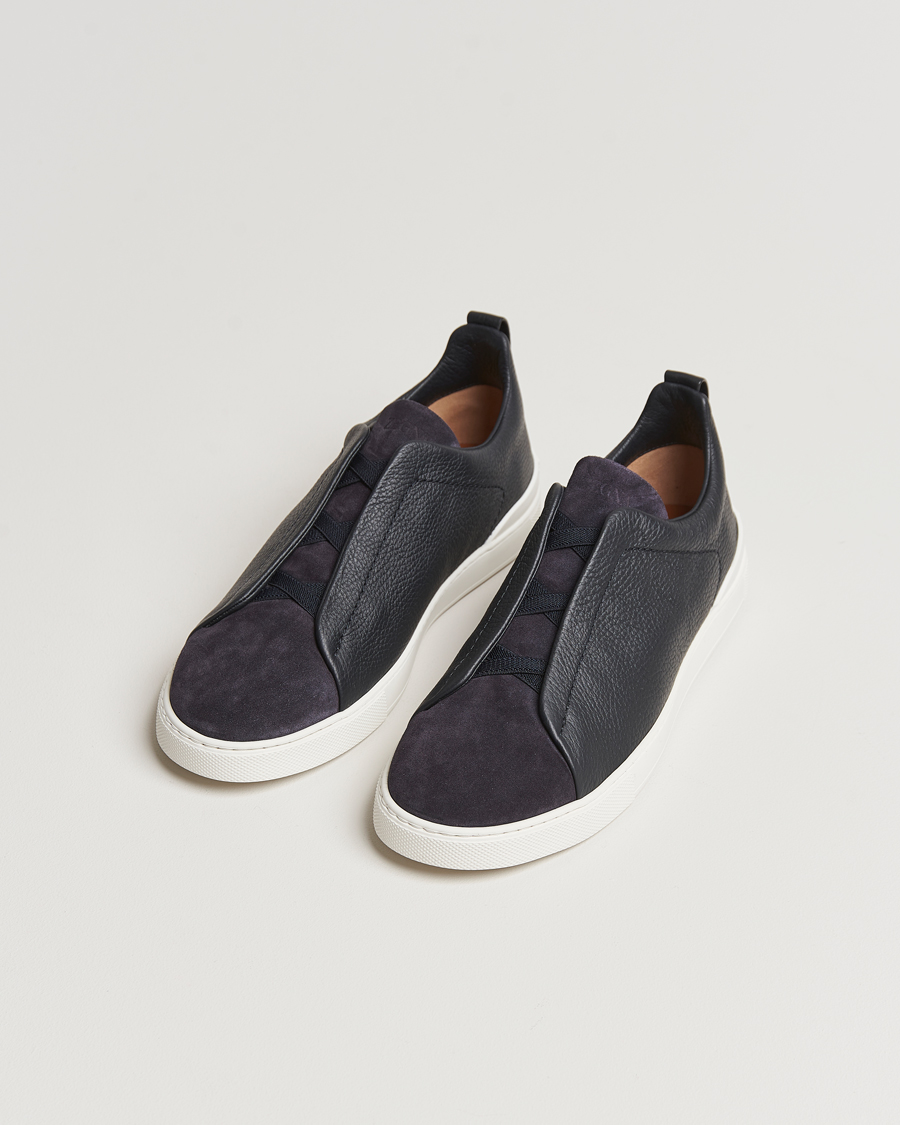 Hombres | Zegna Triple Stitch Bi-Material Sneakers Navy | Zegna | Triple Stitch Bi-Material Sneakers Navy