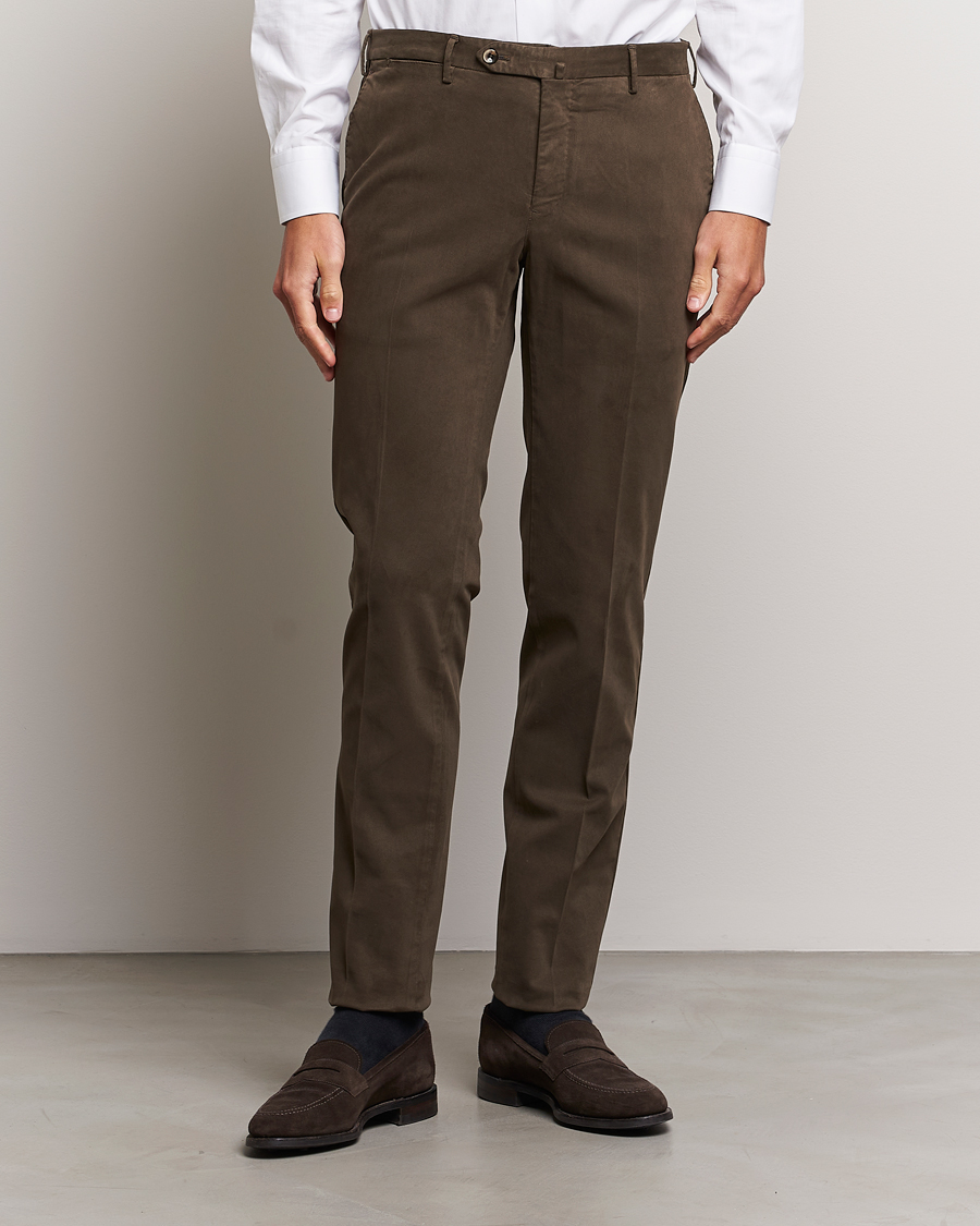 Hombres | Pantalones | PT01 | Slim Fit Cotton Stretch Chinos Dark Brown