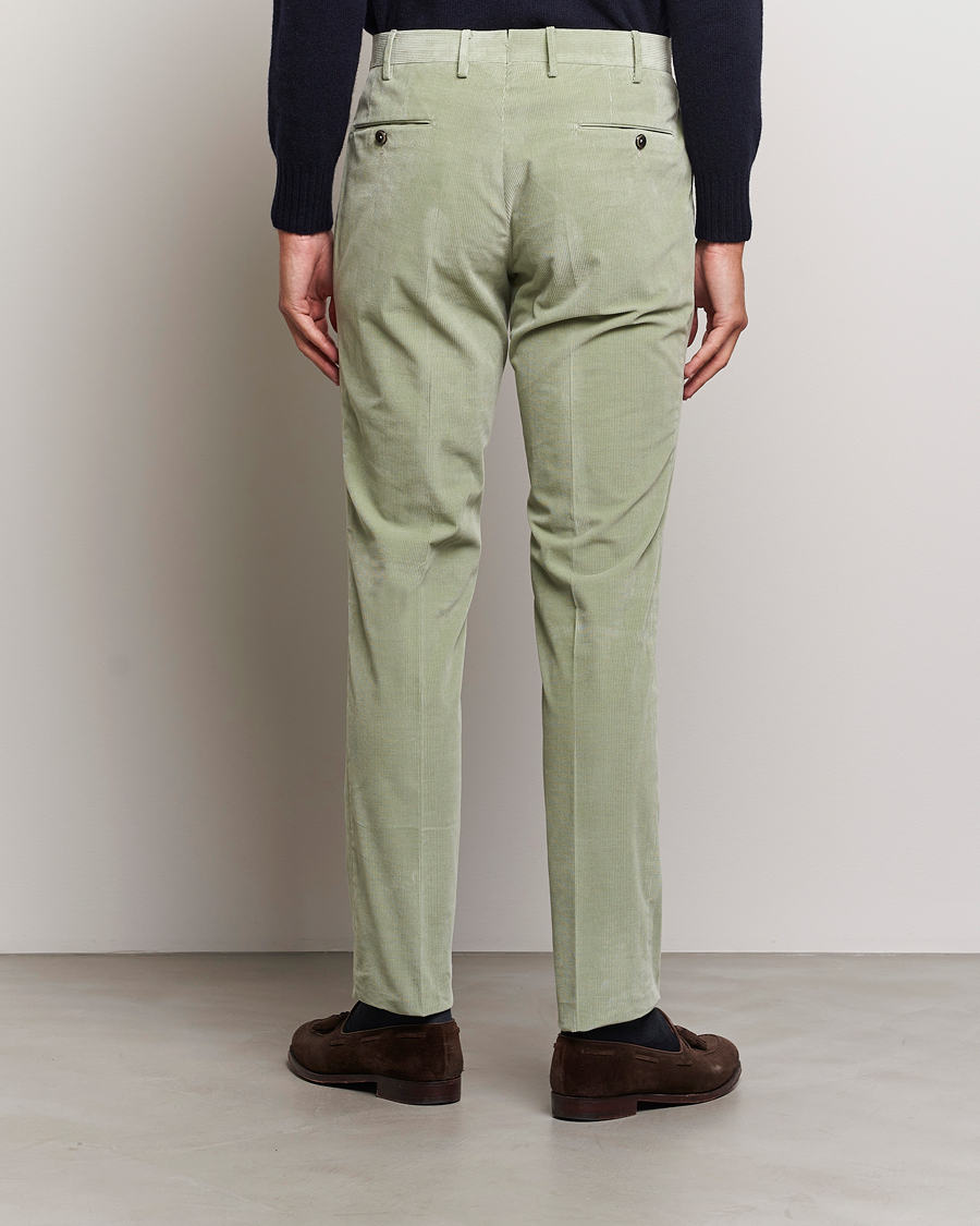 Hombres | Pantalones | PT01 | Slim Fit Pleated Corduroy Trousers Mint