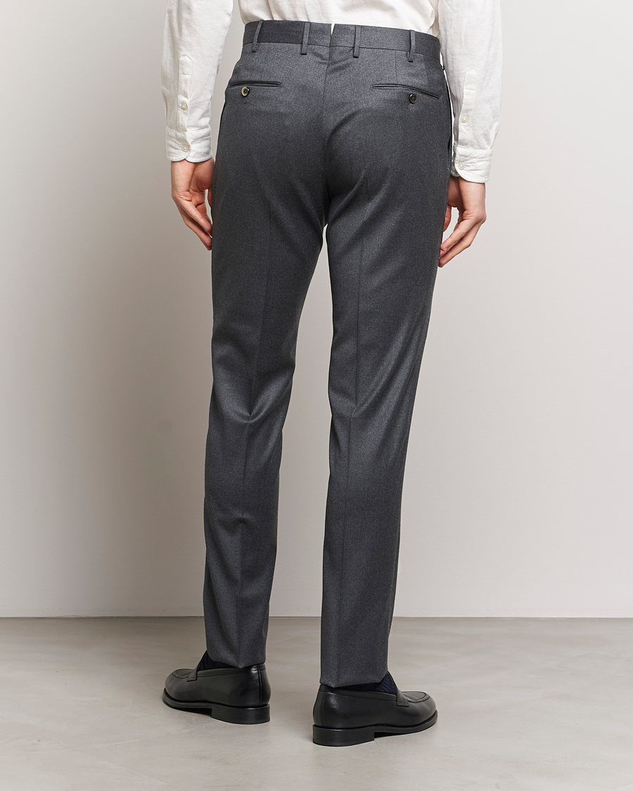 Hombres | Pantalones | PT01 | Slim Fit Pleated Flannel Trousers Dark Grey
