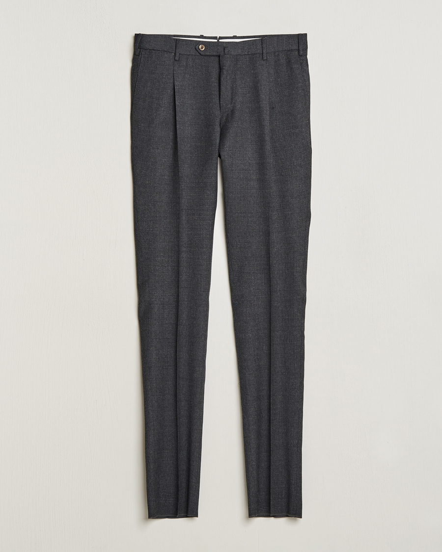 Hombres | Pantalones | PT01 | Slim Fit Pleated Houndstooth Trousers Medium Grey