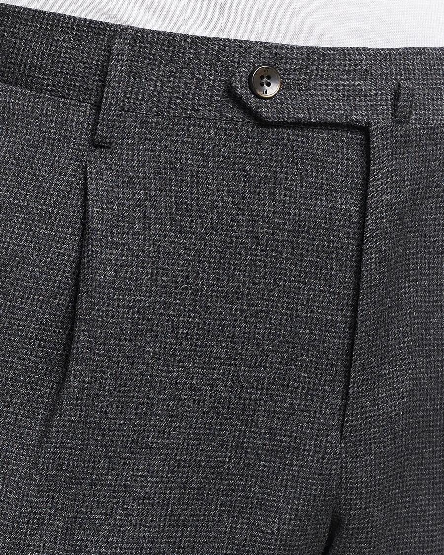 Hombres | Pantalones | PT01 | Slim Fit Pleated Houndstooth Trousers Medium Grey