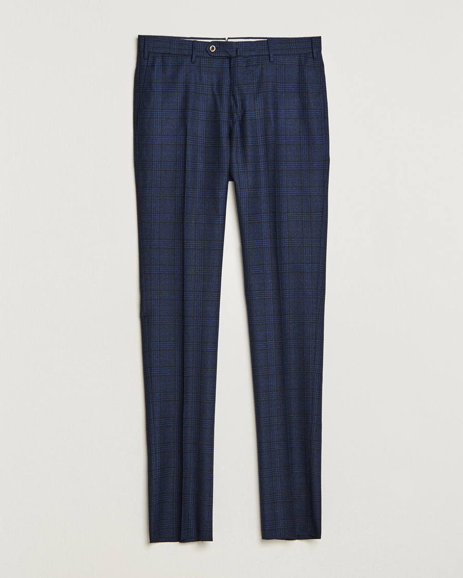 Hombres | Pantalones | PT01 | Slim Fit Prince Of Wales Wool Trousers Navy