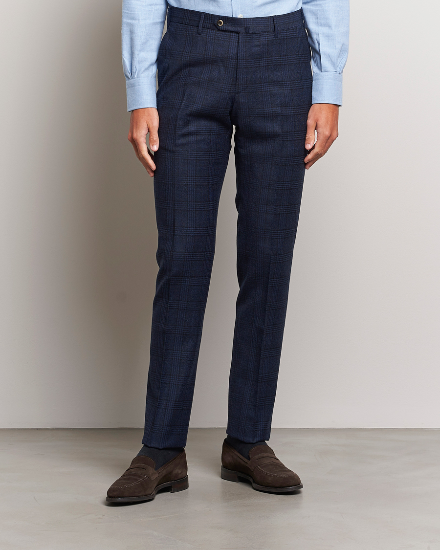 Hombres | Pantalones | PT01 | Slim Fit Prince Of Wales Wool Trousers Navy