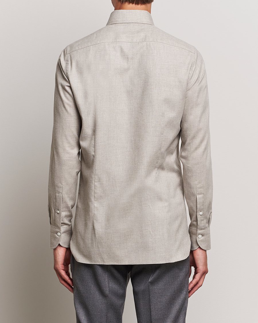 Hombres | Camisas | 100Hands | Cotton/Cashmere Button Down Flannel Shirt Taupe