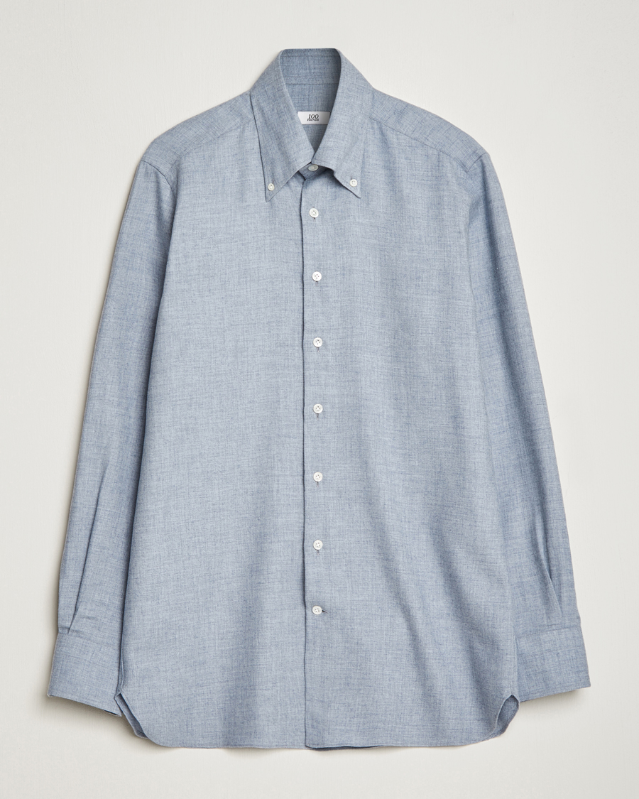 Hombres | Camisas | 100Hands | Cotton Button Down Flannel Shirt Grey