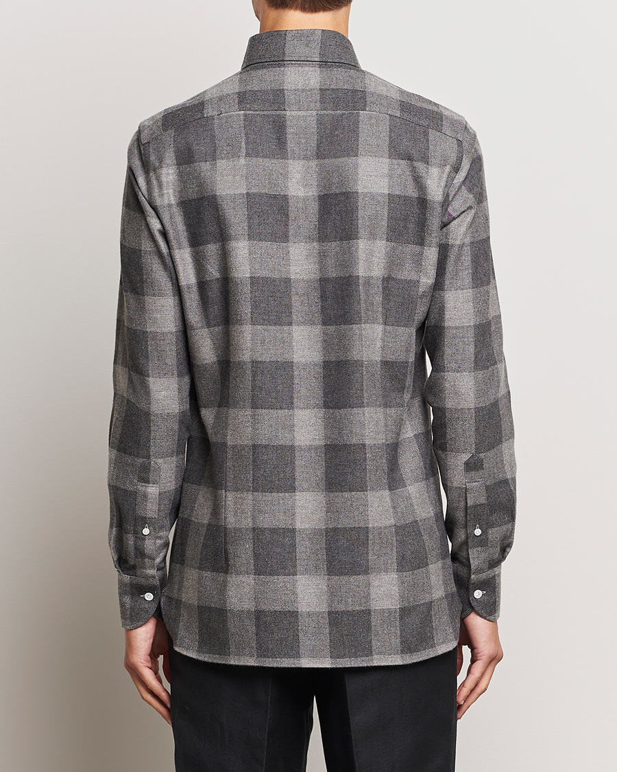 Hombres | Camisas | 100Hands | Large Checked Flannel Shirt Grey