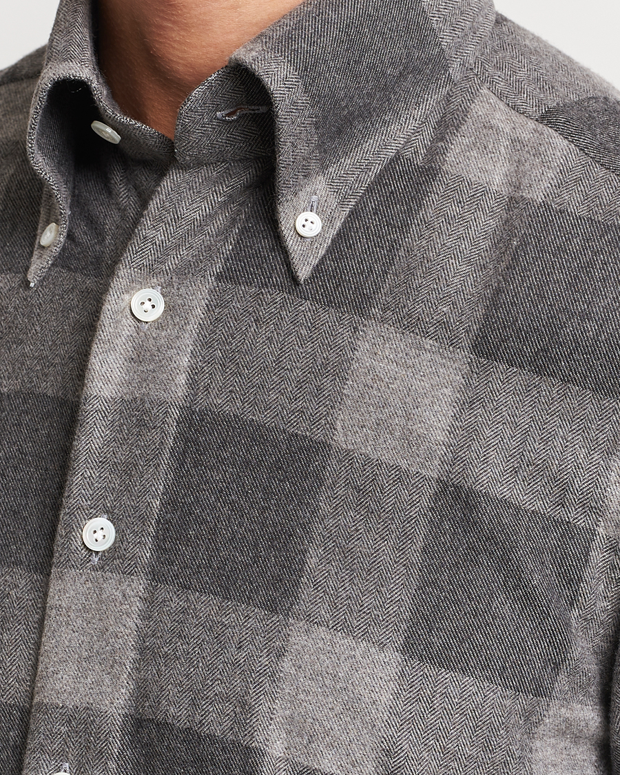 Hombres | Camisas | 100Hands | Large Checked Flannel Shirt Grey
