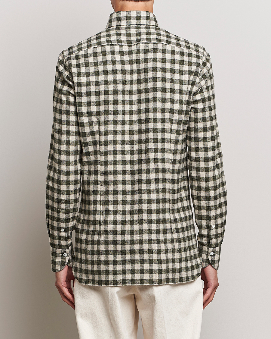 Hombres | Camisas | 100Hands | Checked Cotton Flannel Shirt Green Grey