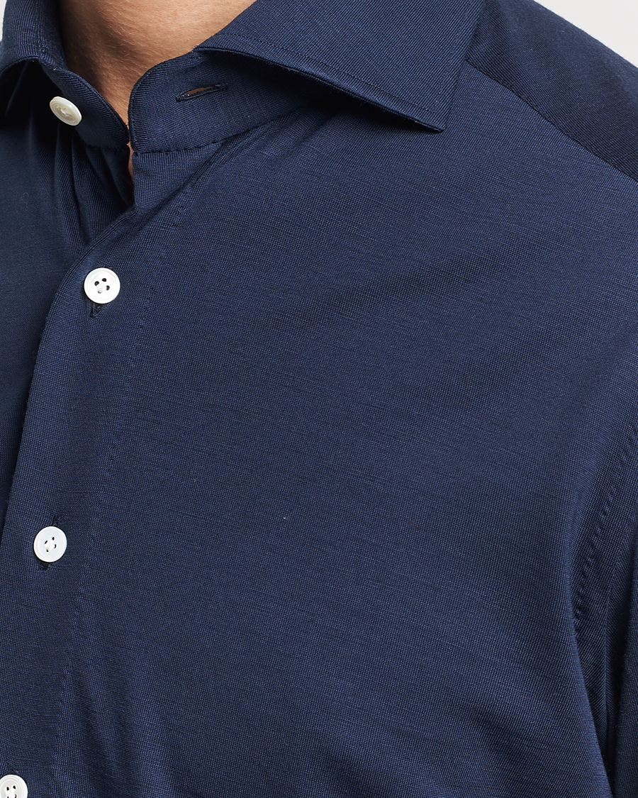 Hombres | Camisas | 100Hands | Wool Cut Away Shirt Navy Blue