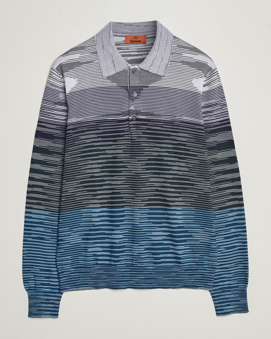 Hombres | Jerséis y prendas de punto | Missoni | Space Dyed Long Sleeve Polo Blue/Black