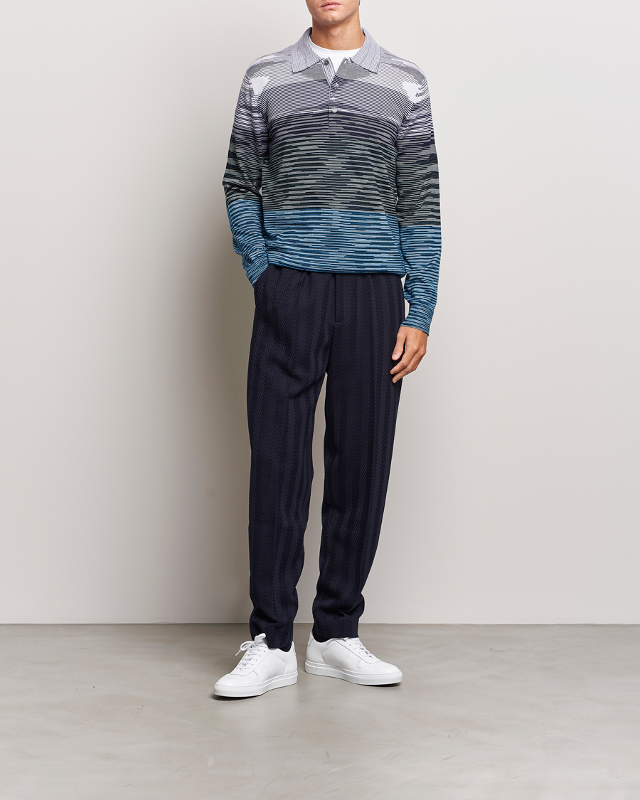 Hombres | Jerséis y prendas de punto | Missoni | Space Dyed Long Sleeve Polo Blue/Black