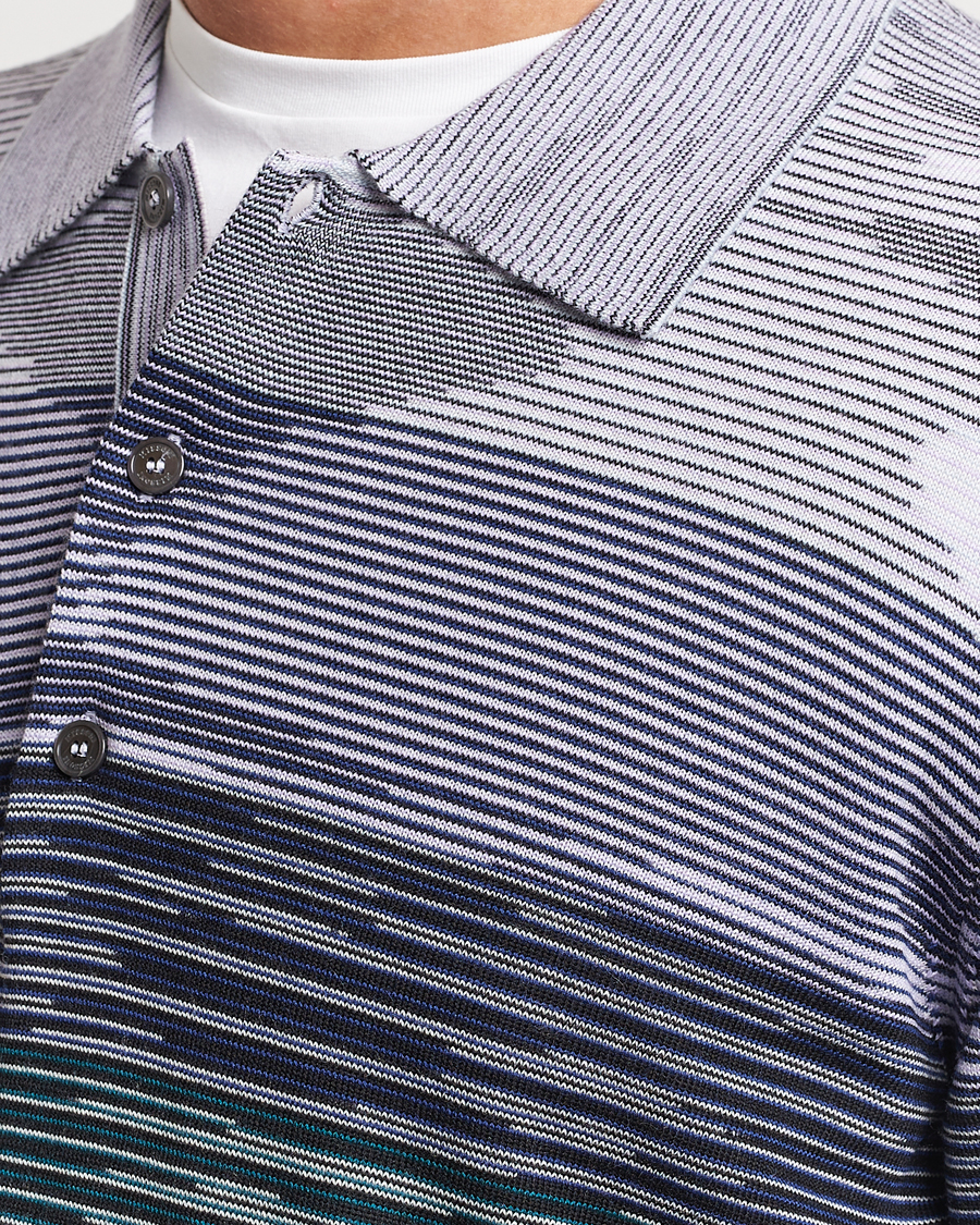 Hombres | Jerséis y prendas de punto | Missoni | Space Dyed Long Sleeve Polo Blue/Black